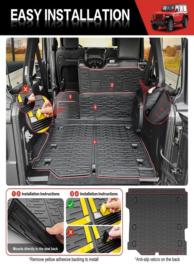 Utiiy Cargo Liner with Seat Back Cover Fit for 2018-2025 Jeep Wrangler JL Unlimited 4 Door 4X4, Cargo Mat TPE Seat Back Protector for 2024 Jeep Wrangler JL/JLU Accessories(Cargo Mat+ Backrest Mats) - Image 4